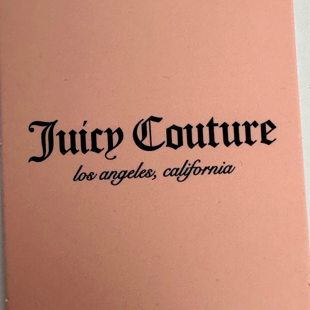 Juicy Couture Card Case Wallet Womens Pink Cherry Print Pom Keychain Excellent